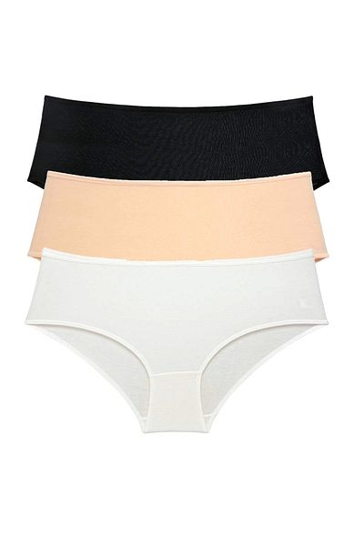 PRATİKOBA 3 Pieces Women's High Waist Bato Panties Black Skin Cream