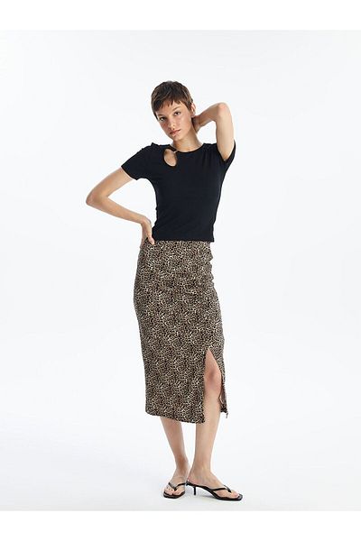 LC Waikiki Slim Fit Leopard Patterned Women's Skirt