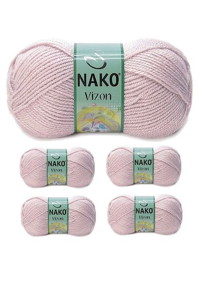 NAKO Vizon Premium 5 τεμάχια ακρυλικό πλεκτό χειρός - μαλλί κλωστής Χρώμα No:318 Rose Buds