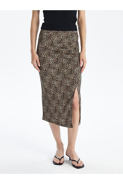 LC Waikiki Slim Fit Leopard Patterned Women's Skirt