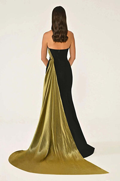 ALFABETA Off-the-shoulder crepe evening dress with top accessories
