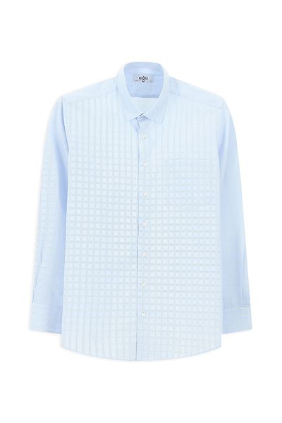 Kiğılı Long Sleeve Regular Fit Plaid Cotton Easy-Iron Shirt