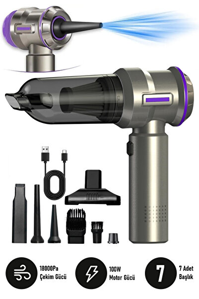 ALFAGİFT Çok Amaçlı Kablosuz Vakumlu Üflemeli Mini Araç Içi Süpürge- Portatif...