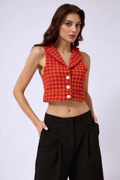 nedo7 Houndstooth Crop Vest
