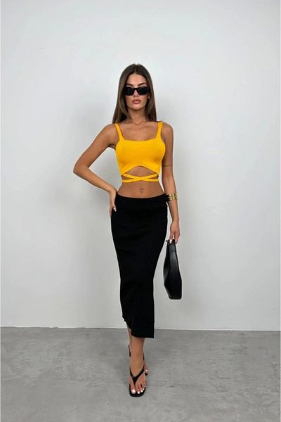 nedo7 Waist Lace-Up Crop Blouse