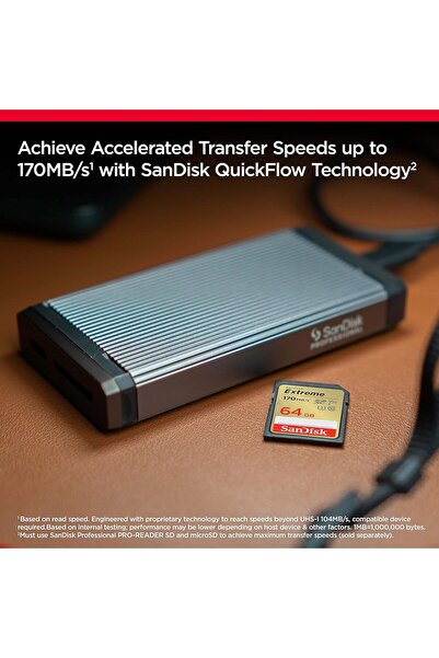 SanDisk SanDisk 64GB Extreme SDXC UHS-I Card – C10, U3, V30, 4K UHD, 150MB/s, Durable SD Card – SDSDXV2