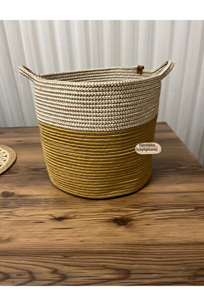 naylişhome Coș cu mâner 30*30, cadou, coș pentru mireasă, răchită, iută, orga...