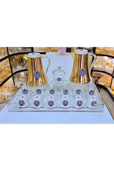 D&H Thermose Set Of 22Pieces 2Pc Thermose 6Tea Cups With 6soucers 6Cawa Cup 1Tray 1Sugar Bowl Home Gift