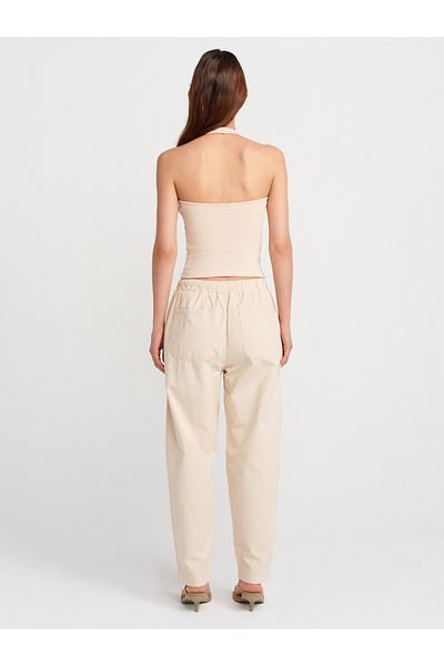 Dilvin 72003 Cotton Denim Trousers with Piece Front-Stone