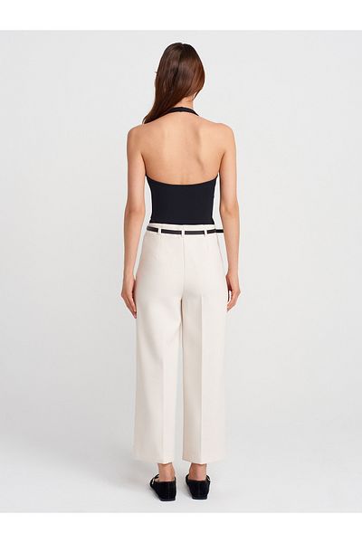 Dilvin 71616 Belted Culotte Trousers-White