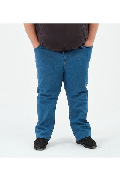 Denim سوبر باتال بنطلون جينز رجالي مقاس كبير ليكرا باتال 1503 أزرق فاتح