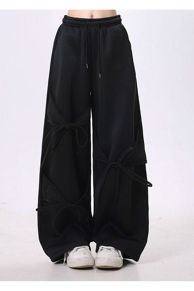 DEEFWEAR Y2K Ribbon Detail Knitted Trousers Tracksuit