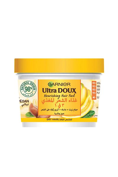 Garnier Ultra Doux Nourishing Hair Food Banana & Coconut – 3-in-1 Conditioner, Mask & Leave