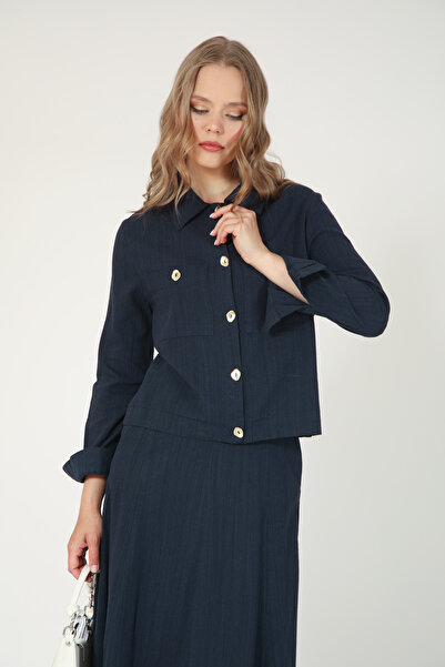 Suede Style 5757 - Stylish Comfortable Linen Shirt-Skirt Women's Set