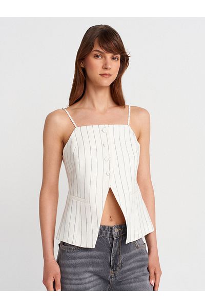 Dilvin 60585 Suspender Vest-White
