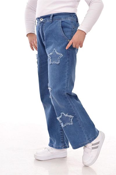 MORE KIDS Kids Girls Starry Lycra Jeans Blue Palazzo Pants