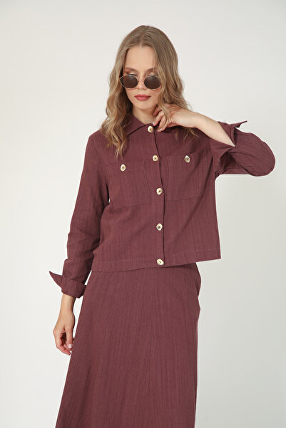 Suede Style 5757 - Stylish Comfortable Linen Shirt-Skirt Women's Set