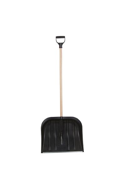 JuCo Rounded Plastic Snow Shovel With Wooden Handle 485X395Mm