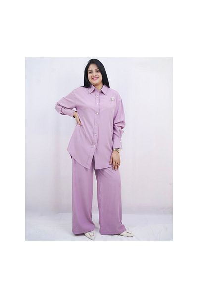 AL BATOOL Linelle Long Sleeve Co-ord Set for Women, Elegant and Comfortable Two-Piece Outfit