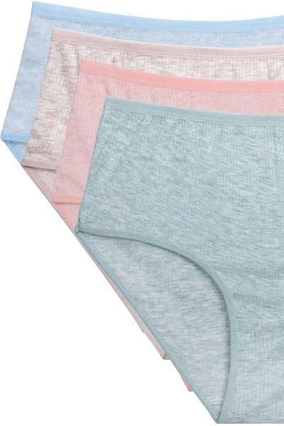 PRATİKOBA 4-Piece New Series Colorful High Waist Ribbed Bato Panties Turquaz Green Peach Powder