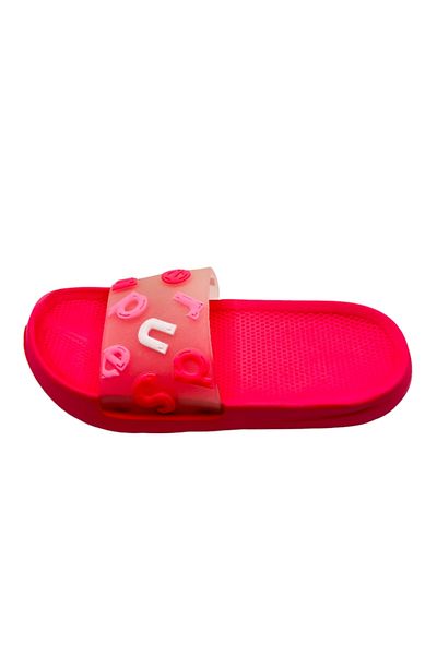 CRACOS Women's Beach Slippers, Red With Alphabet Print, Size 40-41, 25 Centimeters