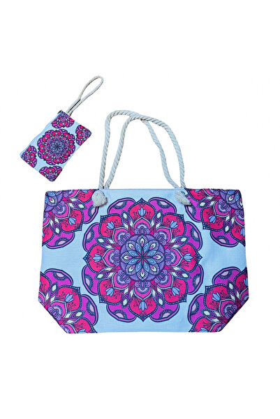 CRACOS Σετ τσάντας θαλάσσης και πορτοφολιού, μοτίβα μάνταλα, μεταλλικό φερμου...