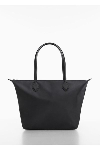 MANGO Woman Τσάντα Shopper από τεχνικό ύφασμα