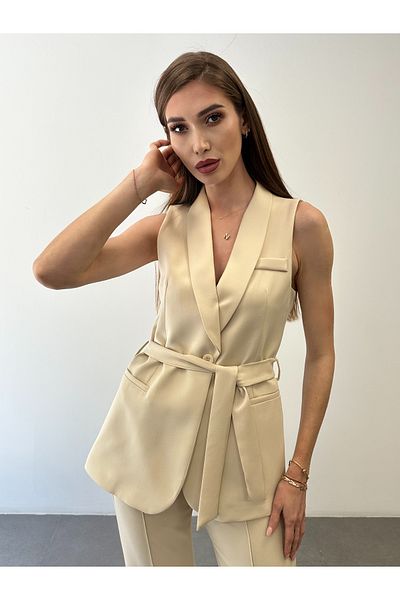 ossons Shawl Collar Waist Tie Vest Trousers Suit
