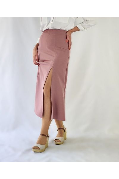 YAXİ Dried Rose Slitted Loose Cut Woven Skirt