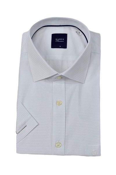KAMER Men's Classic Dobby Short Sleeve Shirt 9398 Bgl-St04572