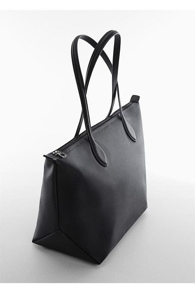 MANGO Woman Τσάντα Shopper από τεχνικό ύφασμα
