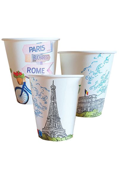 Cesiro Pahare de carton 7oz Travel 200ml 10/set
