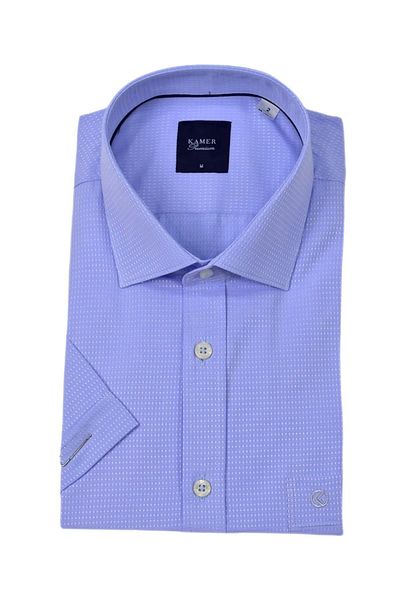KAMER Men's Classic Dobby Short Sleeve Shirt 9398 Bgl-St04572