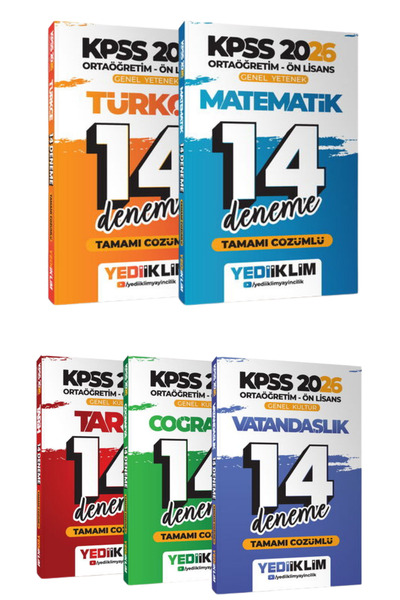Yediiklim Yayınları 2026 KPSS Ortaöğretim Ön Lisans GY-GK Türkçe-Matematik-Ta...