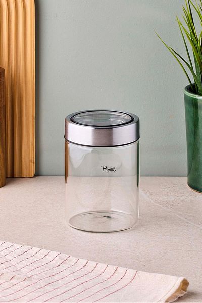 Perotti Cassetto 500 ml Stainless Steel Borosilicate Glass Jar with Lid 8.5X12 cm