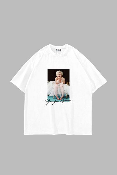 Sekizbiraltı Λευκό μπλουζάκι Unisex με στάμπα της Marilyn Monroe