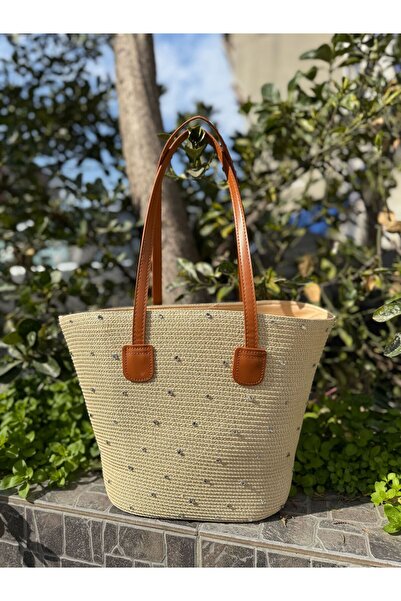 Axesoire NWC-1045 Τσάντα με ψάθινη λαβή σε χρώμα Stoned Beige