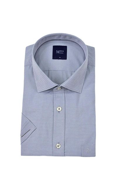 KAMER Men's Classic Dobby Short Sleeve Shirt 9398 Bgl-St04572