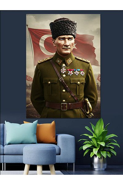 Tablomega Mustafa Kemal Atatürk Decorative Canvas - Mdf Wooden Painting