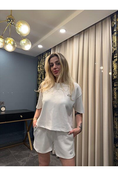 ECOTİQUE Γυναικείο Σετ Λευκό Σορτς Μάρκας Model Spring Σετ Μπλούζα και Σορτς