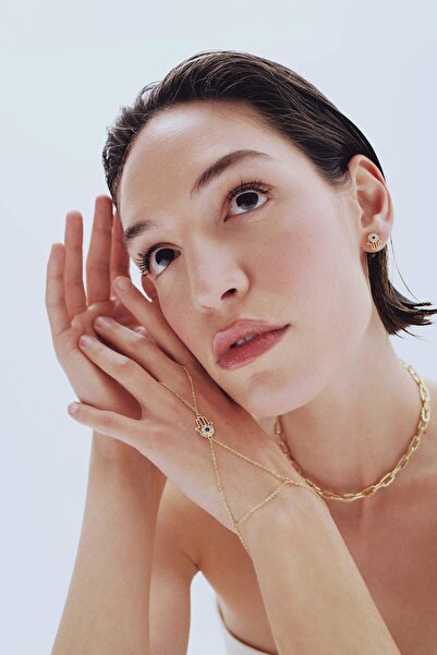 DeFacto Reis x 14 Ayar Altın Kaplama Kadın Fatma Ana Eli Temalı Gold Şahmeran F3973AXNS