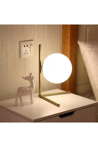 OEM Table lamp, 1 white globe, G9 socket, gold body color