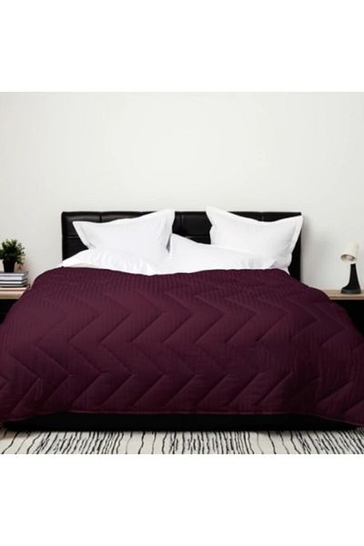 Pucioasa Winter wool quilt with cotton (damask) face 160x210cm, Sulfur, Purple