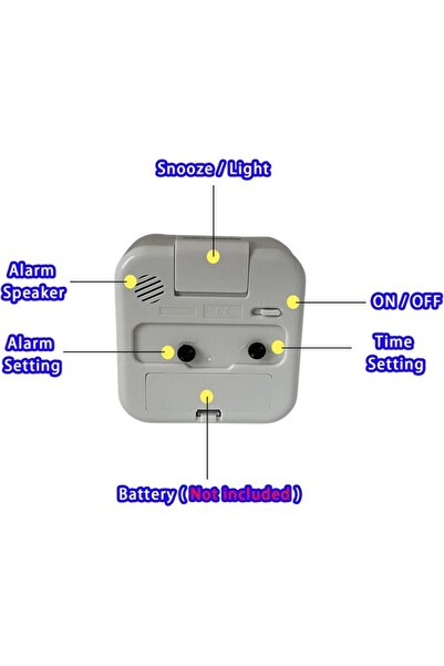 GUIGUZHJ Analog alarm clock without ticks with light and snooze function and top button, white, GUIGUZHJ