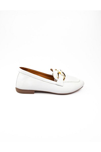 Moda Arena Babalı 100 Moda Arena White Leather Women's Ballerinas