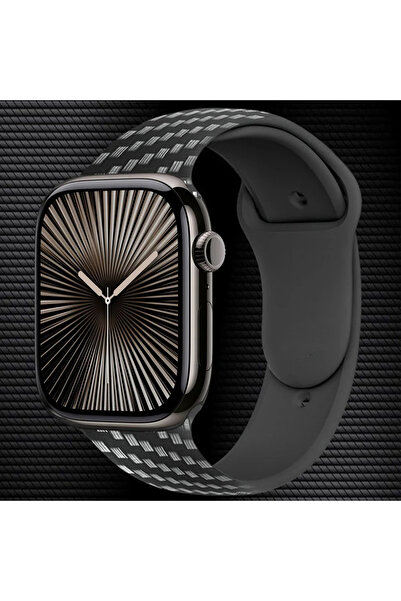 PSGT Watch Uyumlu Carbon Fiber Renkli Silikon Kordon 38-40-41mm Seri 10 42mm