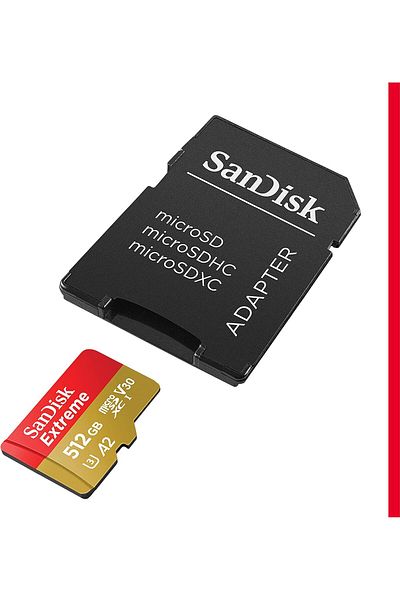 SanDisk 512GB Extreme microSDXC – 190MB/s, UHS-I, A2, V30, w/ SD Adapter & RescuePRO Deluxe