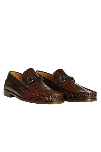 Platin Brown Leather Leather Men's Buckle Loafer