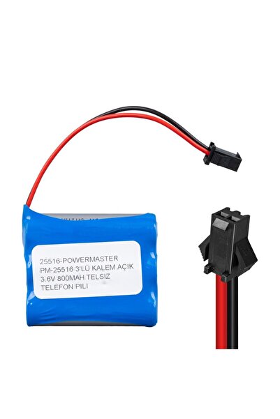 Powermaster PM-25516 3'LÜ AA Kalem Açık 3.6 Volt 800mAh Telsiz Telefon Pili