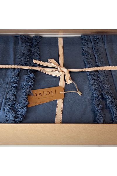 Majoli Bahar Home Collection Double Bed Linen, 100% Yarn Dyed Cotton, 165 G/m², 6 Pieces, Maddox Dark Storm